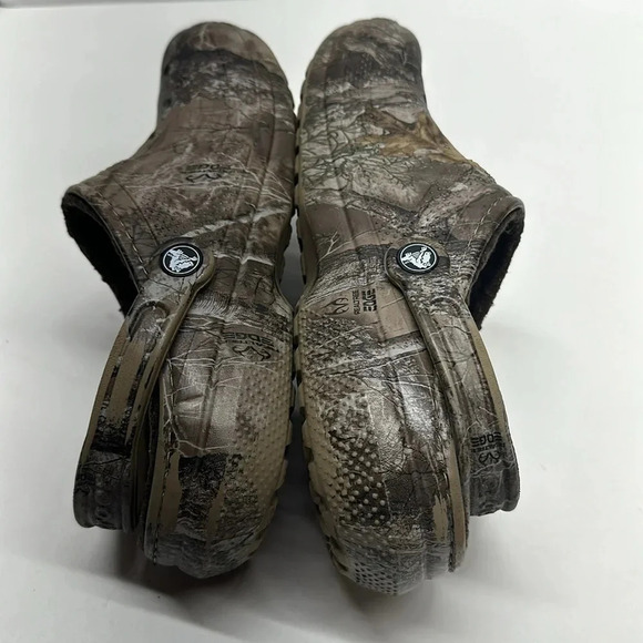 Crocs Mules Slip On Shoes Sherpa Realtree Camo Camouflage Brown Women's Size 11 - Picture 5 of 9
